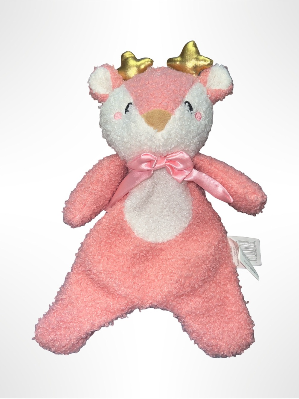 Parents Choice Pink Fawn Reindeer Lovey Security Blanket Crinkle Arms